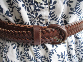 Brown Braided Genuine Leather Belt Womens Medium MEXICO New Old Stock Vi... - £14.95 GBP