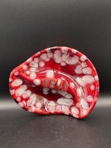 Pottery Ashtray, no maker, red with white and black spots, swirl shape, ... - $20.51