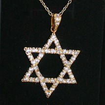 1.25 CT Real Moissanite Star of David Pendant Necklace 14k Yellow Gold Plated - £74.71 GBP