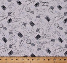 Cotton French Postcards Words on Cream Cotton Fabric Print by the Yard D583.60 - £9.40 GBP