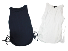 WHITE HOUSE BLACK MARKET WOMEN&#39;S RUCHED TANK TOP Lot of 2 Navy &amp; White S... - £17.69 GBP