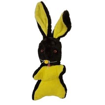 Vintage Easter Bunny Rabbit Plush Chocolate Brown Orange Spangled Eyes 23&quot; Large - $33.58