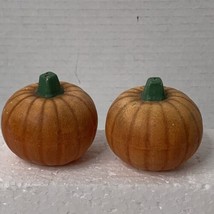 Vintage Ceramic Pumpkin Shaped Salt And Pepper Shakers Autumn Or Fall Harvest - £6.43 GBP