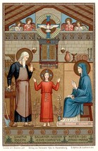 Holy Family – based on a Vintage Holy Card – painted by Benedictine Monks – Cath - $14.80+