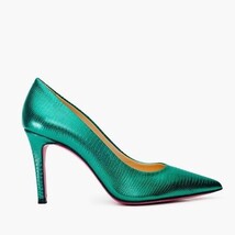 The Maple Green Leather Pump Fuchsia Sole Women Shoe image 7