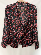Anthropologie Something Navy Women&#39;s Floral Blazer Small Black Polyester - £14.93 GBP