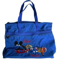 Vintage Y2K Walt Disney World Blue Nylon Tote Bag Zippered - $21.16