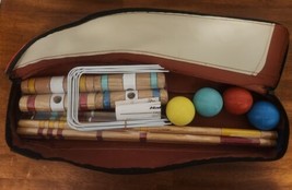 Halex Classic Croquet 4 Player Set  Wood Mallets 4 Polymer Balls Case Un... - $34.65