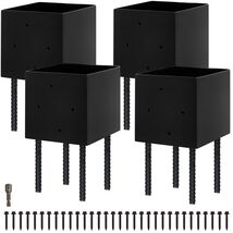 6x6 Fence Post Holder Ground Spike Black Powder Coated Steel Post Anchor... - $89.55