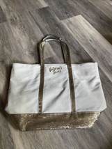 VICTORIA&#39;S SECRET TOTE | GOLD BLING SEQUIN WEEKENDER LARGE PURSE TRAVEL ... - $9.85