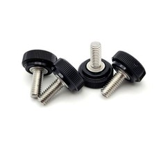 8-32 Knurled Thumb Screw Bolts with Round Black 1/2&quot; Wide Knob 304 Stainless #8 - £11.49 GBP+