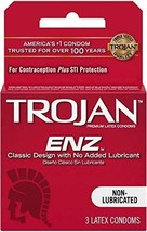 Trojan ENZ Non-Lubricated Latex Condoms Classic Design- 3 Count Pack - £3.11 GBP