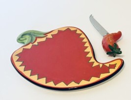 Cheese Plate Knife Red Hot Chili Pepper Tracy Flickinger Certified International - £16.27 GBP