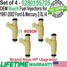 New Bosch Set Of 4 HP Upgrade Fuel Injectors for 1997-2002 Ford Escort 2.0L I4 - £146.90 GBP