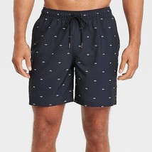 Men&#39;s 7&quot; Boat Print Swim Shorts with Boxer Brief Liner - Goodfellow &amp; Co... - $21.99
