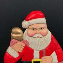 Folk art Santa Christmas display decoration, Carved wood standing Kris K... - £28.07 GBP