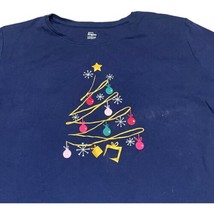 Kim Rogers Christmas Tree Blouse Top Holiday Navy Blue  3X Shirt 1/2 Sleeve - £17.15 GBP