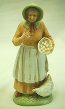 Woman Country Farmer Hen Bisque Figurine Shelf Decor Homco 1426 8&quot; Tall - £21.02 GBP