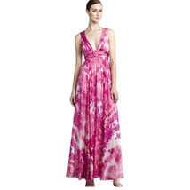 NEW Aidan Mattox Metallic Pink Plunge V-neck Gown Size 6 - £58.86 GBP