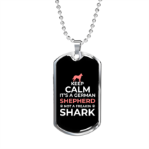 Keep Calm German Shepherd Necklace Stainless Steel or 18k Gold Dog Tag 24&quot; Chai - £37.92 GBP+
