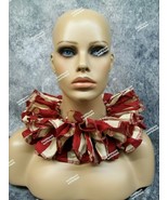 Striped Clown Collar Red &amp; Beige Ruffle Aged Look Big Top Horror Circus ... - $257.29 MXN