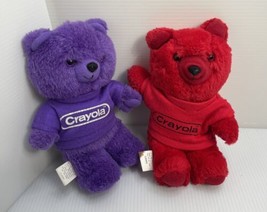 Burger King Vintage 1986 Crayola Bears Set Of 2 Red &amp; Purple Bear Plush 7” - £9.16 GBP