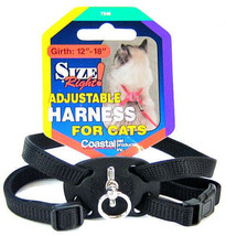 Coastal Pet Size Right Adjustable Cat Harness in Black - Durable Nylon, Perfect - £9.40 GBP