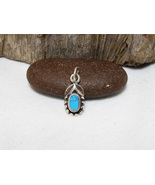 Turquoise Flower &amp; Leaves Charm 925 Sterling Silver, Handmade Minimalist... - £17.44 GBP