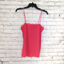 Vine And Love Top Women Small Sleeveless Pink Crochet Spaghetti Strap Ribbed Y2K - £15.71 GBP