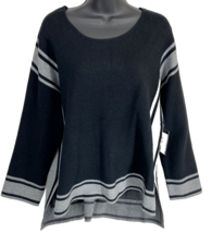 Sisters Womens Size M/L Black Pullover Sweatshirt Long Sleeve Striped Square NWT - £14.21 GBP