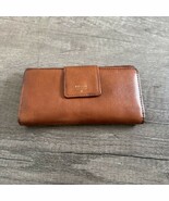 Fossil Slim Wallet Leather Brown Tri-Fold Snap Closure Women - $26.58 CAD