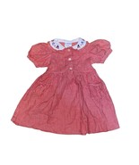 Vintage Gingham Plaid Check Gingham Dress Embroidered Collar with ABCs R... - £25.24 GBP