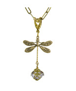 Dragonfly Daze NoMonet Necklace Gold Lavender  Hand Crafted in USA Hand ... - $32.17
