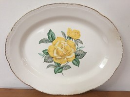 Vtg Homer Laughlin Yellow Rose Oval Serving Dish Plate Platter Tray G52N6 13.5&quot; - £47.03 GBP