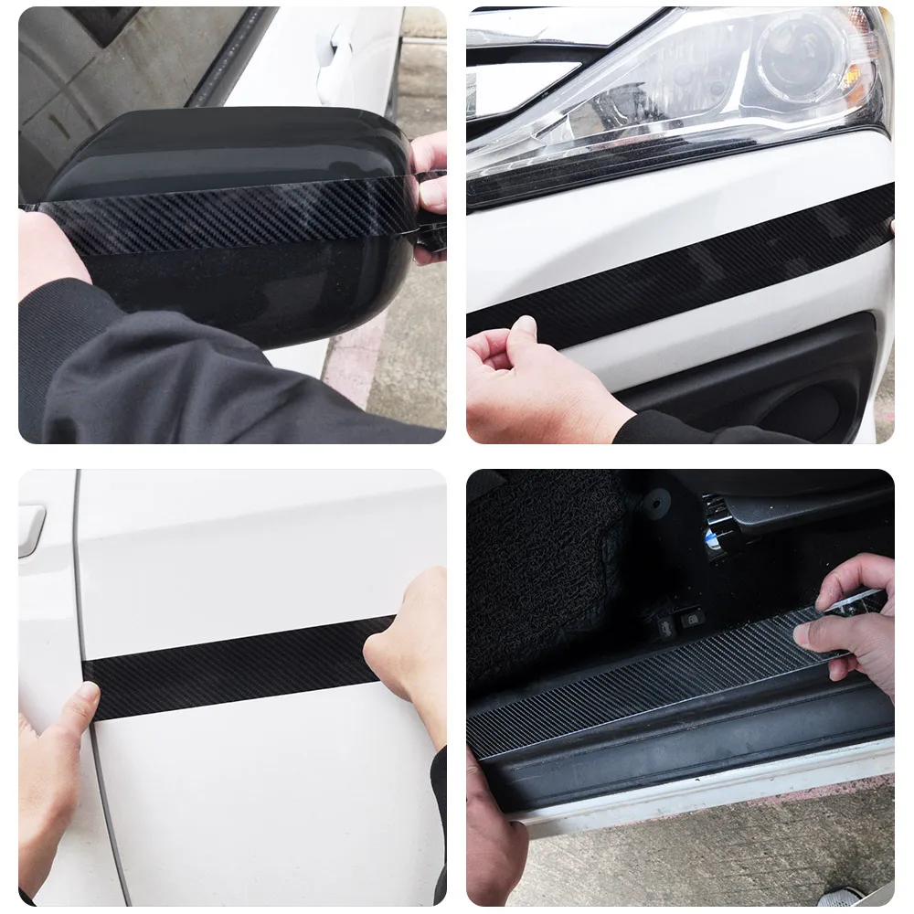 Sporting Nano Carbon Fiber Car Sticker DIY Paste Protector Strip Auto Door Sill  - £18.48 GBP