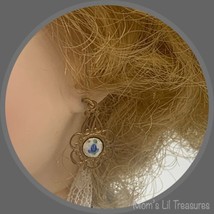 Blue Rose Gold Filigree Dangle Doll Earrings • 18-20 Inch Vintage Doll Jewelry - £6.26 GBP