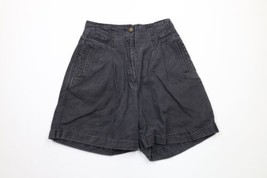 Vintage 90s Streetwear Womens Size 8 Distressed Cuffed Bermuda Shorts Black - $34.60