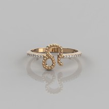 Leo Ring 0.07Ct Natural Diamond 14k Solid Gold Constellation ring Horoscope Ring - £260.53 GBP