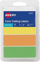 Avery Color-Coding Removable Labels, 1&quot; x 3&quot; Assorted Neon Colors, Non-P... - $10.23 CAD
