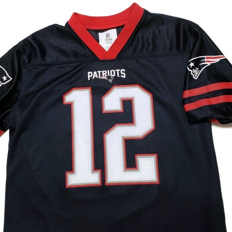 New England Patriots Youth Boys Size XL 14/16 Jersey Tom Brady #12 Blue Used - $15.32