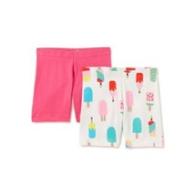 Wonder Nation Girls Bike Shorts 2 Pair Size LARGE (10-12) Pink &amp; White Ice Cream - £12.79 GBP