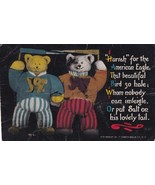 Fantasy Dressed Bears Striped Pants Postcard Hurrah for the American Eagle - £2.35 GBP