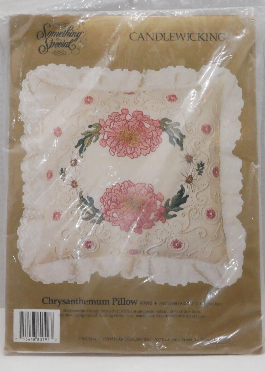 Something Special Chrysanthemum Pillow Candlewicking Size 14" X 14" - $12.99
