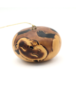 SLEEPING CAT etched gourd Christmas tree ornament - handcrafted artisan ... - £15.72 GBP