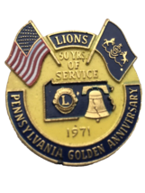 Lions Club 50 Years Service Pennsylvania 1971 Pin Gold Tone Vintage - $12.85