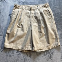Savane Chino Shorts Mens 34 Travel Pleated Medium Wash Elastic Waist Adj... - $14.44
