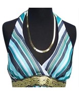 Cache Hankey Hem Gold Braid Metallic Lined Halter Top Multi Color New NW... - $51.20