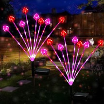 Newest Valentines Decorations Outdoor Heart Stake Lights 2 Pack 16LED Solar Vale - £30.01 GBP
