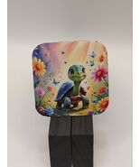 Handmade Glossy Magnet – Sweet Turtle in a Flower Meadow - $4.70