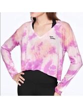 Victoria's Secret PINK Heart Breaker Long Sleeve Cropped Tie Dye Shirt L... - $17.57